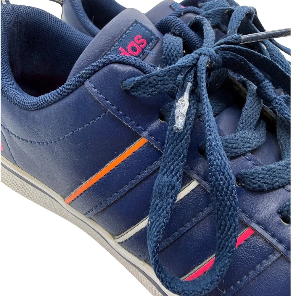 Adidas VS Pace Sneakers Women‎ Size 7 Navy Blue Pink Orange Stripes Retro Shoes